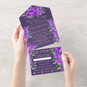 Watercolor Botanical Lilac Lila Blommigt Bröllop