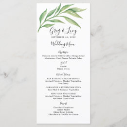 Watercolor Botanical Löv Wedding Reception Menu Meny