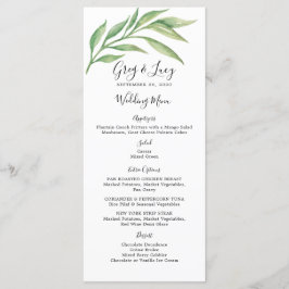 Watercolor Botanical Löv Wedding Reception Menu Meny