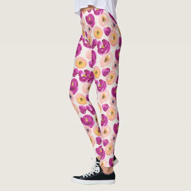 Watercolor Botanical Mönster Leggings (Vänster)