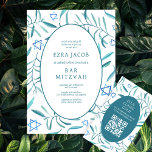 Watercolor Botanical Star David Pub Bat mitzvah QR Tilläggskort<br><div class="desc">Kort till perfekten för att meddela bat mitzvah, pub mitzvah eller andra judiska firande! Hand gjorde vattenfärgsgrafik åt dig på framsidan och baksidan! FULLT ANPASSADE! Klicka på "Anpassa" ovan om du vill redigera texten och lägga till länken till QR-koden. Klicka på "Redigera med verktyg" om du vill justera typsnitt, färg...</div>