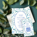 Watercolor Botanical Star David Pub Bat mitzvah QR Tilläggskort<br><div class="desc">Kort till perfekten för att meddela bat mitzvah, pub mitzvah eller andra judiska firande! Hand gjorde vattenfärgsgrafik åt dig på framsidan och baksidan! FULLT ANPASSADE! Klicka på "Anpassa" ovan om du vill redigera texten och lägga till länken till QR-koden. Klicka på "Redigera med verktyg" om du vill justera typsnitt, färg...</div>