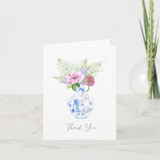 Watercolor Botanical Thank You Card Tack Kort (Framsida)