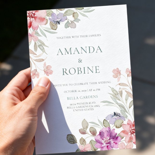 Watercolor Botanical Wedding Invitation Inbjudningar (Skapare uppladdad)