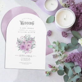 Watercolor Bouquet Bröllop Lilac Arch ID654 Inbjudningar