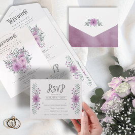 Watercolor Bouquet Bröllop Lilac ID654