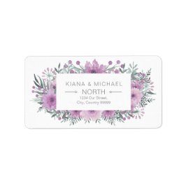 Watercolor Bouquet Bröllop Lilac ID654 Adressetikett