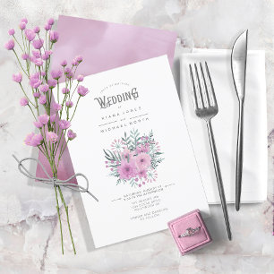 Watercolor Bouquet Bröllop Lilac ID654 Inbjudningar