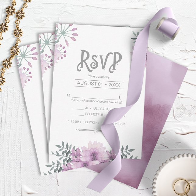 Watercolor Bouquet Bröllop Lilac ID654 OSA Kort (Skapare uppladdad)