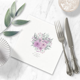 Watercolor Bouquet Bröllop Lilac ID654 Pappersservett