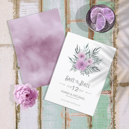 Watercolor Bouquet Bröllop Lilac ID654 Spara Datumet