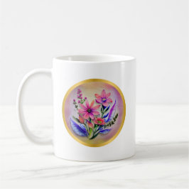 Watercolor Bouquet Flowers, färgstark bakgrund Kaffemugg
