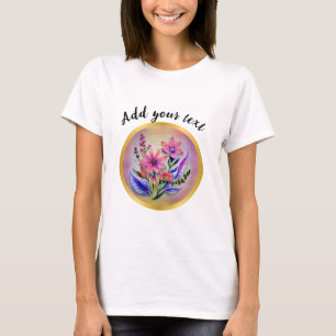 Watercolor Bouquet Flowers, färgstark bakgrund T Shirt
