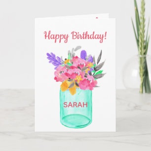 Watercolor Bouquet i Burk. Kort