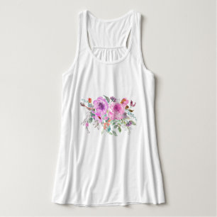 Watercolor Bouquet Linne Med Racerback