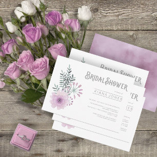 Watercolor Bouquet Möhippa Lilac ID654 Inbjudningar