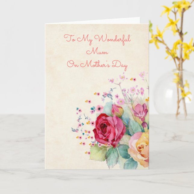 Watercolor Bouquet Mors dag Kort (Gul blomma)