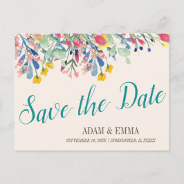 Watercolor Bouquet Spara datum Bröllop Vykort