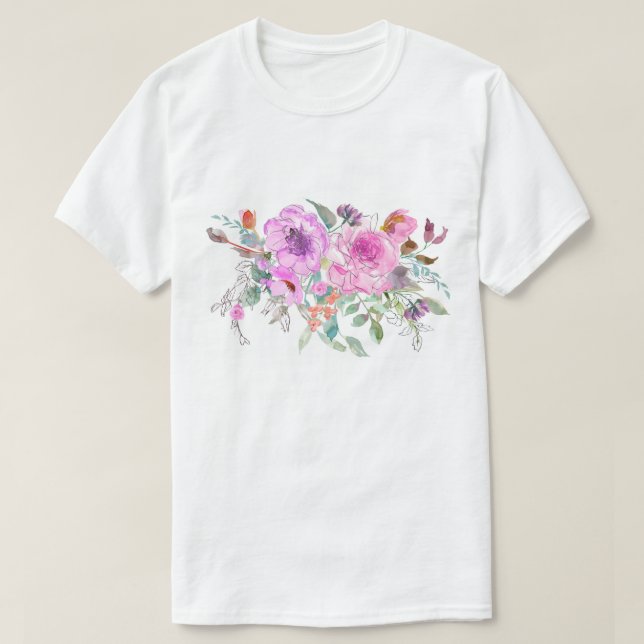 Watercolor Bouquet T Shirt (Design framsida)