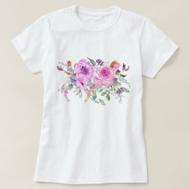 Watercolor Bouquet T Shirt (Design framsida)