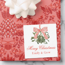 Watercolor Bow Mistletoe jul