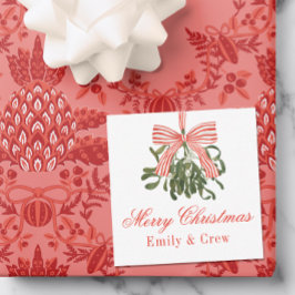 Watercolor Bow Mistletoe jul Anteckningskort