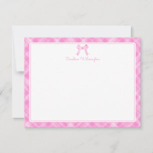 Watercolor Bow Preppy Rosa Play Baby Note Card Anteckningskort