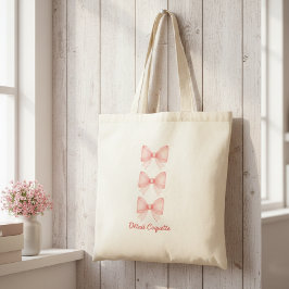 Watercolor Bows Tote Bag Tygkasse