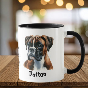 Watercolor Boxer Kaffe Brun Anpassa Mugg
