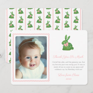 Watercolor Boxwood Vår Rosa Bow Bild Tack Kort