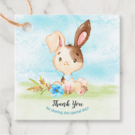 Watercolor Boy Bunny Baby Shower Farm Tack Gåvor Etiketter
