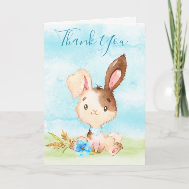 Watercolor Boy Bunny Farm Tack Kort (Framsida)