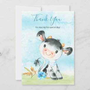 Watercolor Boy Cow Farm Tack Kort