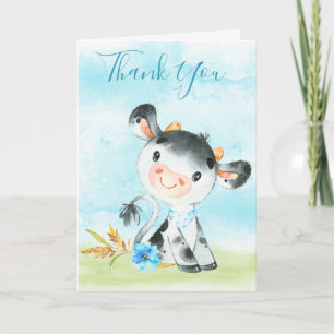 Watercolor Boy Cow Farm Tack Kort