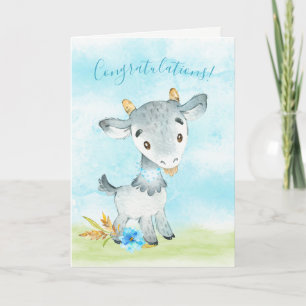 Watercolor Boy Goat Farm Kort