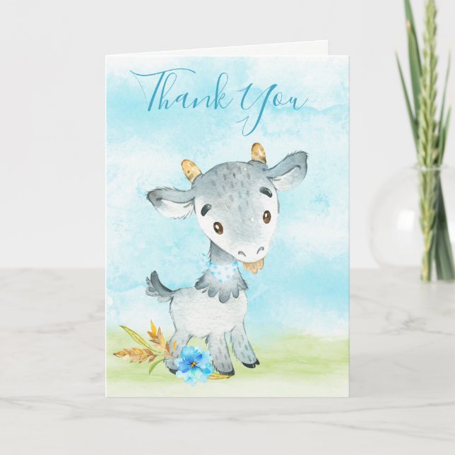 Watercolor Boy Goat Farm Kort (Framsida)