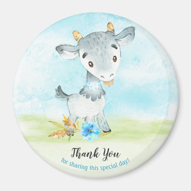 Watercolor Boy Goat Farm Tack Magnet (Framsidan)