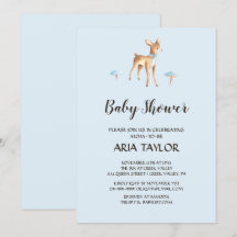 Watercolor Boy Hjort med Mushroom Baby Shower