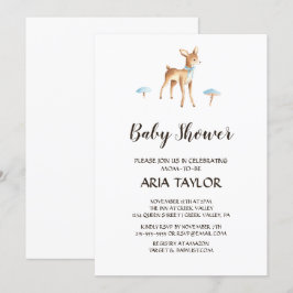 Watercolor Boy Hjort på White Baby Shower Inbjudningar