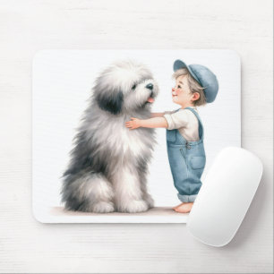 Watercolor Boy och hans Hund Musmatta