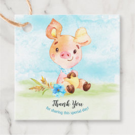 Watercolor Boy Piggy Baby Shower Farm Tack Gåvor Etiketter