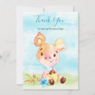 Watercolor Boy Piggy Farm Tack Kort