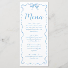 Watercolor Boy Ribbon Dusty Blue Bow Baby Shower Meny