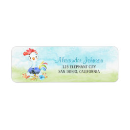 Watercolor Boy Tupp Farm Returadress Etikett