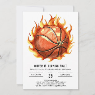 Watercolor Boy Whimsical Basketball Birthday Inbjudningar