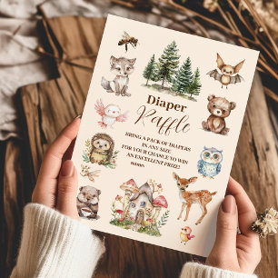 Watercolor Boy Woodland Diapper Raffle Tilläggskort