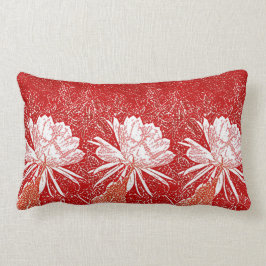 WaterColor Bramha Lotus Red Blommigt Artwork Lumbarkudde