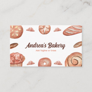 Watercolor Bread Loaf & Pastry Baker Chef Bakery Visitkort