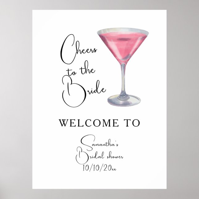 Watercolor Bridal shower Welcome  Poster (Framsidan)