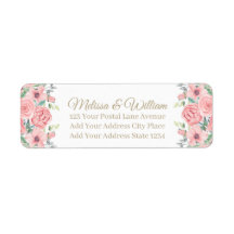 Watercolor Bride Groom Bröllop Returadress